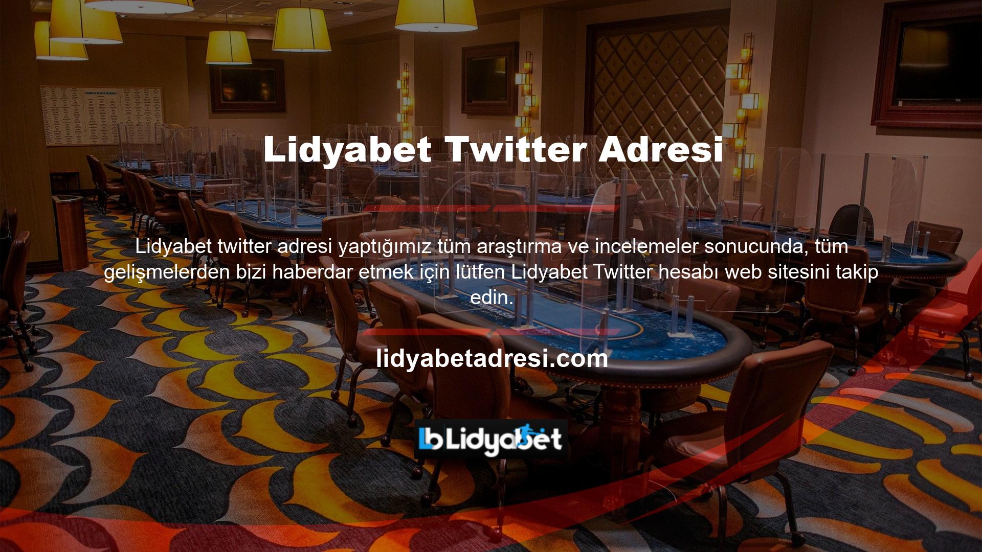 Lidyabet de görebileceğiniz gibi, Lidyabet Twitter hizmeti, spor bahisleri, canlı bahisler, slot oyunları, online casino, canlı, bingo, zeplin, bahis oranları ve daha fazlası ile Lidyabet kullanıcı kolaylığını harika bir fiyata sunuyor